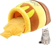 Pet Beds for Cats, Semi-Enclosed Honeypot Pet Bed Cute Cat Cave, Cute Cat Bed with Removable Cushion, Warm Cave Nest Sleeping Bed for Cats Small Dogs