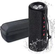XENEO X21 Portable Outdoor Wireless Bluetooth Speaker Waterproof with FM Radio, Micro SD Card Slot, AUX for Shower - Hard Travel Case Included
