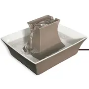 Drinkwell Stoneware Pagoda Pet Drinking Water Fountain in Taupe