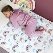 Hygge Sheets Potty Training Bed Pads - 100% Waterproof - Bed Wetting Sheets for Single and Toddler Beds - Non Slip and Easy to Change at Night - Includes Free Children's E-Book - Rainbow