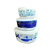 Nautical Fish Nesting Bowl Set Clear Acrylic with Lids BPA Free Set of 3 NEW