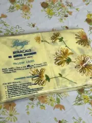 VTG NOS Yellow Daisy Floral Miracale Perm Press Standard Pillowcases Set MCM