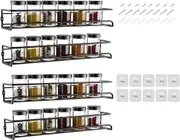 4 Tier Wall Spice Rack Organizer for Cabinet Door - Mount with Adhesive or Screws