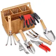 Gardening Hand Tools with Basket – Garden Tool Set with Pruning Shears, Culti...