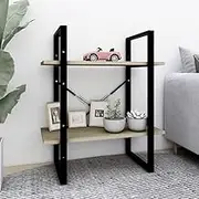 2-Tier Book Cabinet Sonoma Oak 60x30x70 cm Engineered Wood,Bookcases & Standing Shelves 6.82KG-806430