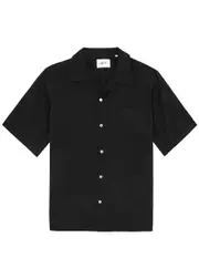 NN07 Julio Seersucker Shirt - Black - M M