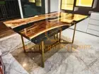 Live Edge Blue Epoxy Table Premium Quality Walnut Wood Large Console Table