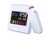 9 LED Color Screen Backlight Weather Projection Calendar Home Office Digital Alarm Clock for Bedroom White