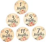 ifundom Baby Monthly Milestone Cards Set Wooden Newborn Milestone Signs Photo Prop Flower Design