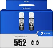 Topcolor 552 Black Ink Bottles ET-8550 ET-8500 Replacement for Epson 552 Ink Refill Bottle (2 Black) Work for Ecotank Photo ET-8550 ET-8500 ET 8550 ET 8500 ET8550 ET8500 8550 8500 Supertank Printer