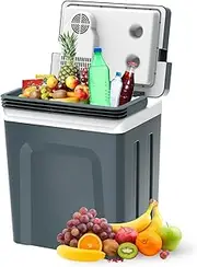 SubSun Electric Cooler and Warmer with Handle，32Quart (30 L) Portable Thermoelectric Fridge， Car Fridge Cooler with 12V DC & 110 AC for Camping, Travel & Picnics,Grey