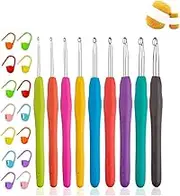 Crochet Hooks, Granmagazz 24 Pcs Crochet Hooks Set, Ergonomic Handle Crochet Hook Needles for Arthritic Hands, Knitting & Crochet Supplies for Beginners, Extra Long Crochet Needles with Stitch Markers
