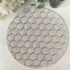 Enliven, Set of 6, Handmade beaded placemat, table decoration, white and gold