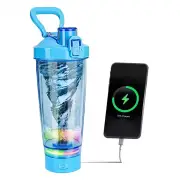 GGP Blue Portable Electric Shaker Bottle With Led Light, 550Ml Sports Protein Mixer Cup For Gym And Travel