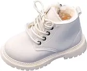 [Happy Cherry] Baby Work Boots Autumn Fashion Leather Lace-Up Boots Soft Flat Ankle Snow Boots