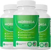 Moringa Capsules - Pure Moringa Powder, Energy, Skin, Immune & Gut Health Superfood, Rich in Antioxidants, Essential Vitamins & Amino Acids, Natural Green Superfood Supplement - 60 Capsule (3pcs)