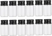 Ipetboom 1Set Glass Storage Bottles with Aluminum Screw Caps Sealed Ink Bottles for Liquids Transparent Design for DIY Party Favors and Black Cap