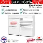 36 Pairs Shoe Cabinet Shoes Storage Rack White Footwear Organiser Cupboard Shelf