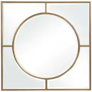 Oversize Large Circle in Square Wall Mirror Gold Bulls Eye Classic Minimalist