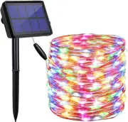 20m 200 LED Solar Powered Outdoor Lights with 8 Lighting Modes,Waterproof for Home,Garden,Decoration (Multi-Colored)