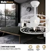 18" Reversible Ceiling Fan Caged Chandelier Light Pendant Fan w/Remote Control