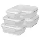 Glass Food Storage Container with Lid White Meal Prep Containers Microwave Safe