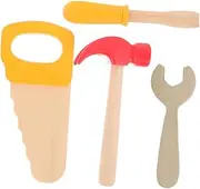 LRXIYODE 4Pcs Wooden Hammer Tool Educational Toolbox with Hammer Saw Screwdriver for Fun Birthday Party Games and Creative Learning Activities