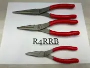 Snap-On Tools USA NEW 3 Piece RED Soft Grip Needle Nose Pliers Lot Set