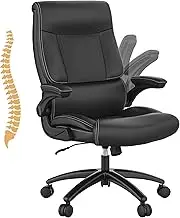 Ergonomic Big and Tall Office Chair, 500LBS PU Leather Executive Desk Chair with Lumbar Support and Flip-up Armrests, High Back, for Home and Office, Black
