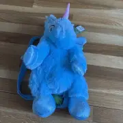 NWT Lynco Critter Collection Backpack Plush Blue Unicorn