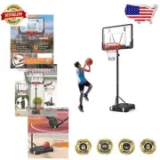 Adjustable 5-7FT Portable Basketball Hoop for Kids - 33" Shatterproof Backboard