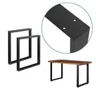 2x Coffee Dining Table Legs Bench Steel Metal Box Rectangular Industrial Black