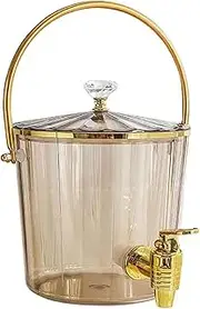 Iced Beverage Dispensers Drink Dispenser for Fridge，Outdoor Glass Beverage Dispenser Stainless Steel Spigot Glass Ice Bucket Wide Mouth Beverage Server for Party, Bar Glass Drink Dispenser