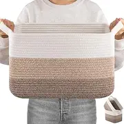 OIAHOMY Woven Storage Basket, Cotton Rope Baskets for Toys,Towel, Clothes, Used to Bathroom,Living Room,Nursery,Bedroom, 15.75"x11.81"x9.85"- Pack of 3, Gradient Yellow