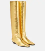 [Khaite] Khaite Marfa metallic leather knee-high boots AU 6 gold