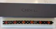 Chisel Stainless Steel Black IP-plated Wood Inlay Link Bracelet 8" SRB3064-8