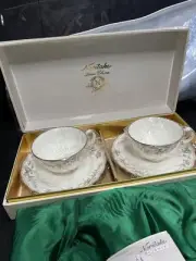 Noritake Tea Cup Set, Floral Pattern, 2 Pieces, Bone China