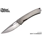 義大利 LION STEEL - 龍骨折刀/鈦金屬霧面銀柄(M390鋼)