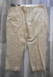 Polo Ralph Lauren Flat Front Preston Chino Pony Pants Khaki Tan Size Big 48B -30