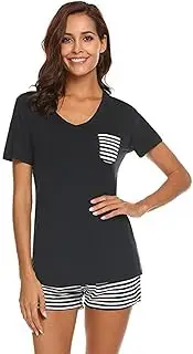 [Elonglin] Women's Pyjama Set Summer Short Sleeve T-Shirt Top and Shorts Pyjamas PJ Set Soft Modal Nightwear Sleepwear Loungewear