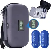 Gloinsu 24H Insulin Cooler Travel Alcantara Case TSA Approved - Medication Di...