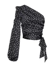 Pinko One-Shoulder Polka Dot Blouse IT38 Black