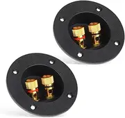 2 Pcs Black Speaker Box Terminal Cup 3 Inch Round 2-Way Spring Loaded Jacks Speaker Wire Connector Binding Post Cup Connector Subwoofer Plug for Speaker Sub Subwoofer Box Home Car Stereo