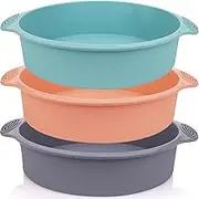 9 inch Silicone Round Cake Pan - Non stick bread pan for baking cake pizza bread and More Food Grade & BPA Free Set of 3