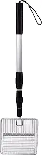 ＡＷＨＡＯ Chicken Poop Scooper Metal Cat Litter Scoop Adjustable 22.44-41.73inch Easy Sifting Chicken Coop Accessories Extendable, Silvery Scooper