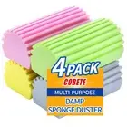 Damp Clean Duster Sponge,4pack Magic Sponge Eraser,Reusable Damp Dusting Spon...