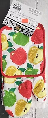 3pc PRINTED KITCHEN SET:1 POT HOLDER,1 OVEN MITT & 1 TOWEL,COLORFUL APPLES#2, BH