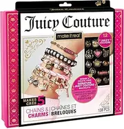 Make It Real - Juicy Couture Chains and Charms. DIY Charm Bracelet Making Kit for Girls. Design and Create Girls Bracelets with Juicy Couture Charms, Beads, Velvet Ribbon, Gold Chains and More, Multicoloured (4404)