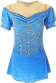 [Zagitova] Ice Figure Skating Dress for Girls Patchwork Womens Graceful Competition Dance Outfits with Shiny Rhinestone