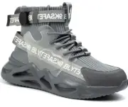 ORISTACO Steel Toe Safety High-cut Boot, Breathable Lightweight Gray Sz. 8 NEW